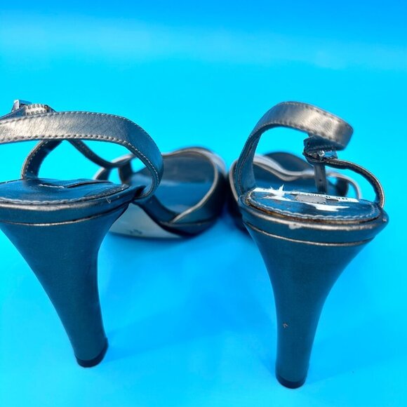 NWT BANDOLINO BDZOHRA METALLIC PEWTER & SILVER LEATHER STRAPPY SANDALS - 7.5M - Picture 6 of 10